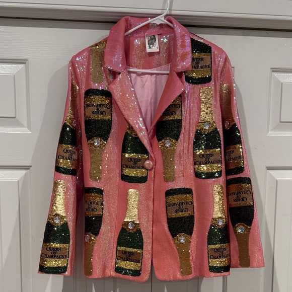 QUEEN OF SPARKLES Jackets & Blazers - Pink Sequin Champagne Jacket
